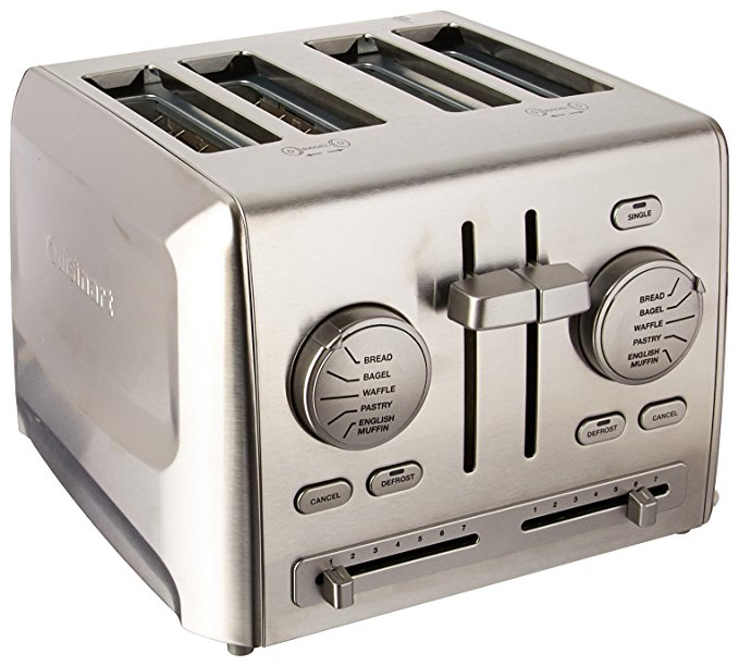 An image of Cuisinart Stainless Steel 4-Slice Modern Metal 7-Mode Compact Wide Slot Toaster