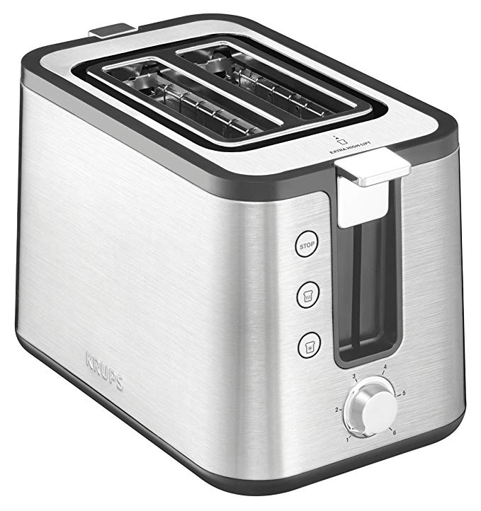 An image related to Krups Stainless Steel 2-Slice Modern Silver 6-Mode Compact Wide Slot Toaster