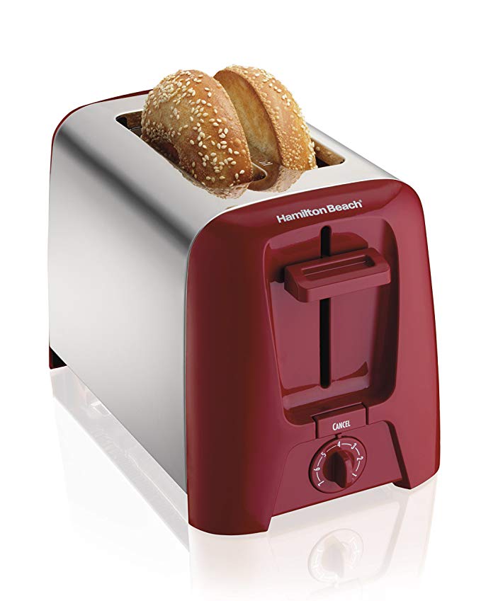 An image of Hamilton Beach 2-Slice Red Compact Cool Touch Wide Slot Toaster