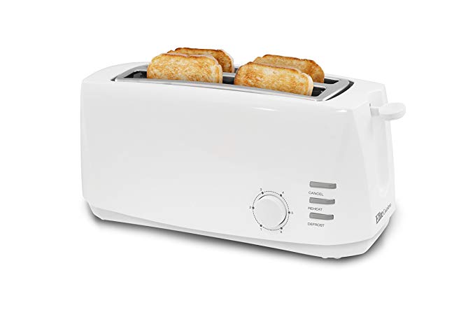 An image of Elite Cuisine 1300W 4-Slice Modern White 6-Mode Cool Touch Long Slot Toaster | The Top Toasters 