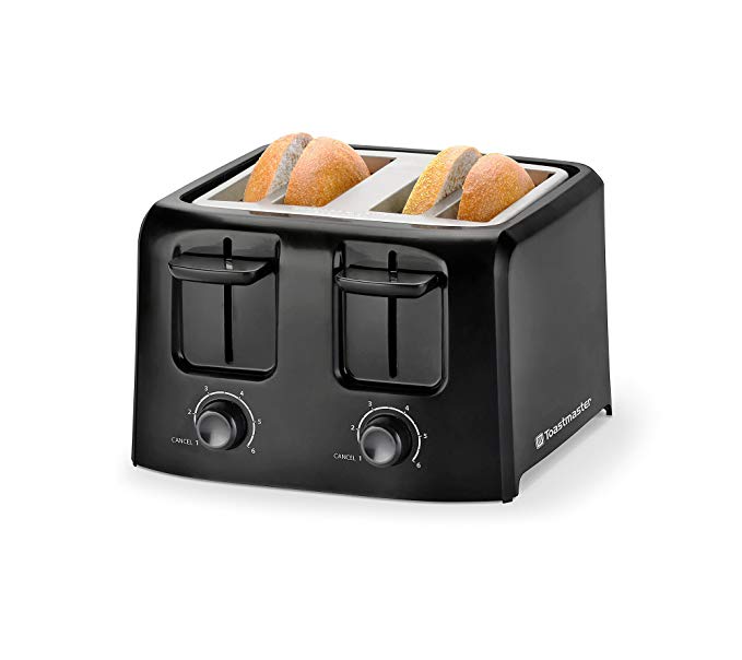 An image of Toastmaster TM-45TS 4-Slice Black Cool Touch Wide Slot Toaster | The Top Toasters 