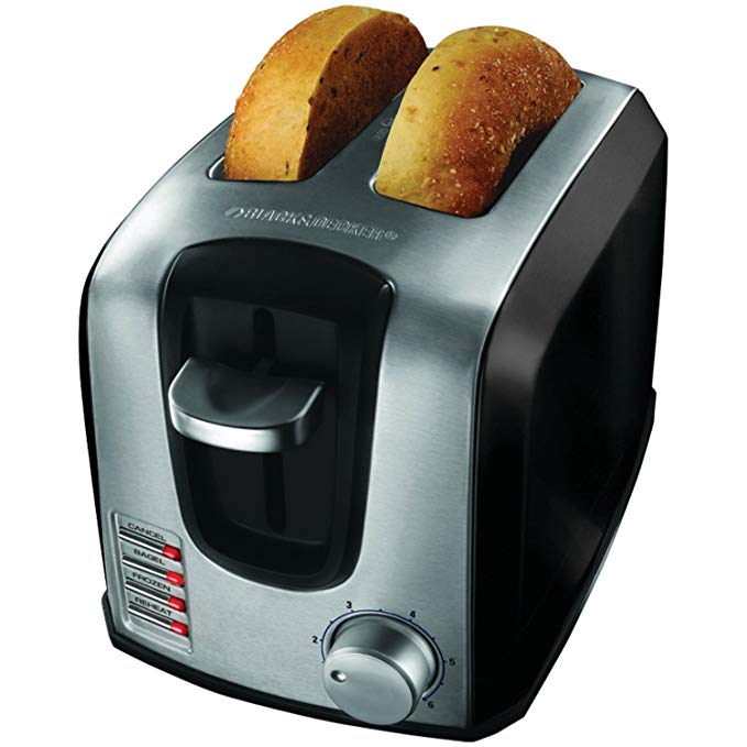 An image of BLACK+DECKER T2707SB 2-Slice Black 6-Mode Wide Slot Toaster | The Top Toasters 