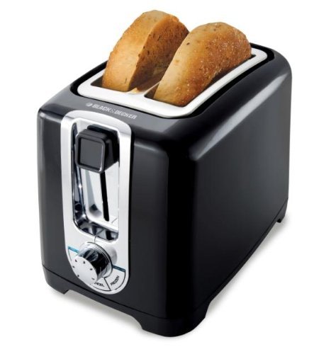 An image of BLACK+DECKER TR1256B-220V 850W 2-Slice Black Wide Slot Toaster | The Top Toasters 