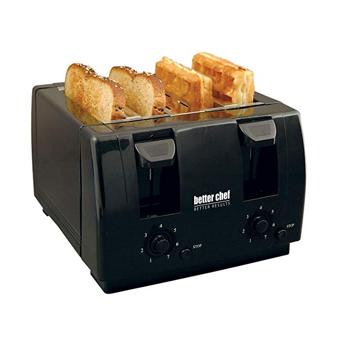 An image of Better Chef 91580213M 4-Slice Black Cool Touch Toaster