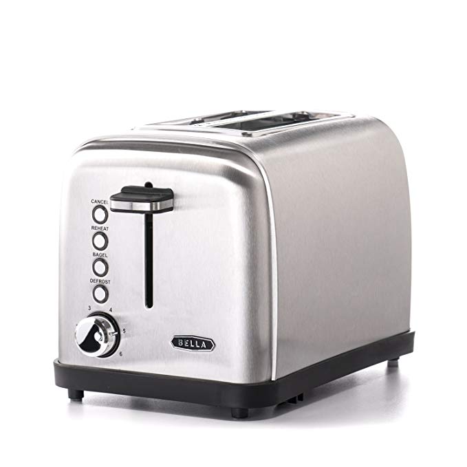 An image of BELLA 900W Stainless Steel 2-Slice Classic 6-Mode Wide Slot Toaster | The Top Toasters 