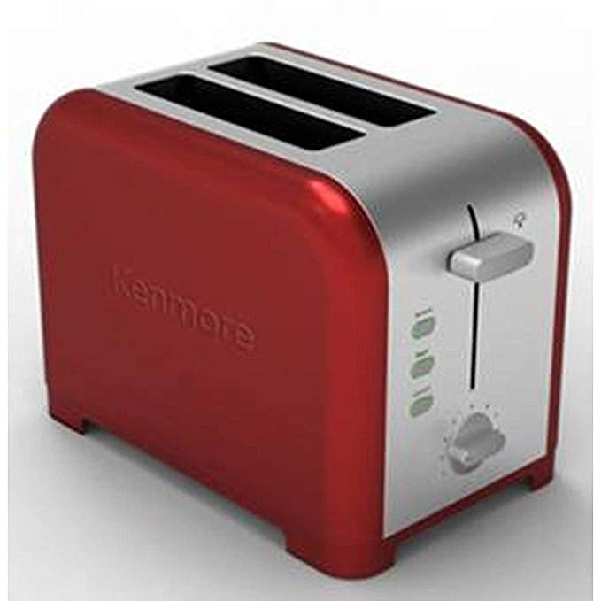 An image of Kenmore Stainless Steel 2-Slice Red Wide Slot Toaster