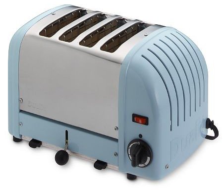 An image of Dualit Stainless Steel 4-Slice Blue Wide Slot Toaster | The Top Toasters 