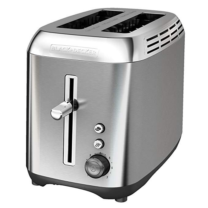 An image of BLACK+DECKER 1200W Stainless Steel 2-Slice Silver 7-Mode Wide Slot Toaster