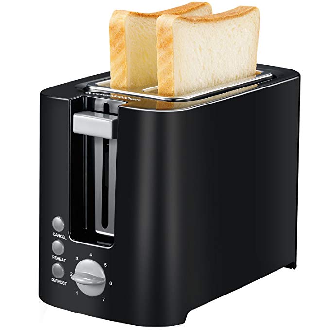 An image of Bonsenkitchen 2-Slice Black 7-Mode Compact Cool Touch Toaster | The Top Toasters 