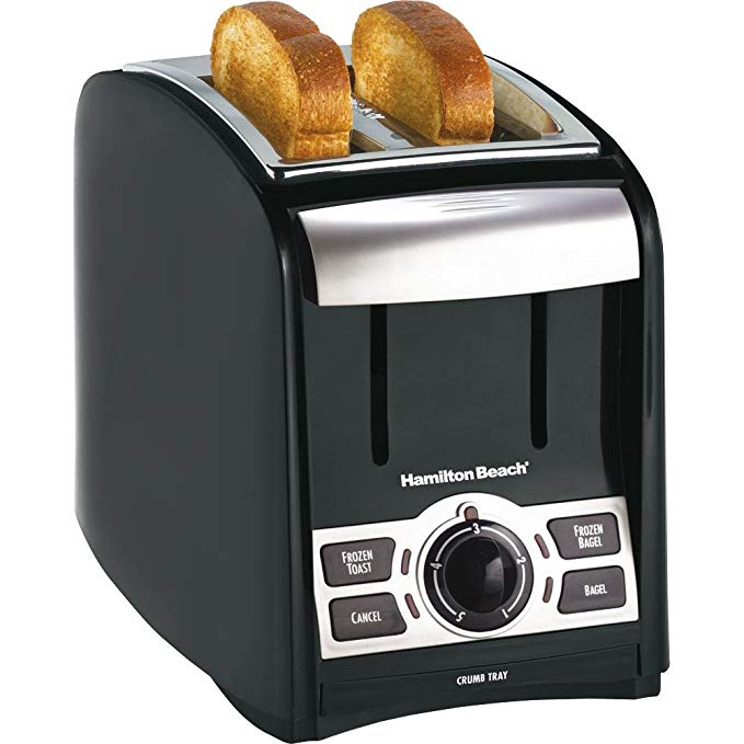 An image of Hamilton Beach 2-Slice Black and Silver 5-Mode Cool Touch Wide Slot Toaster