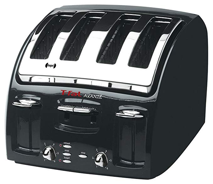 An image of T-Fal 4-Slice Classic Black 6-Mode Wide Slot Toaster