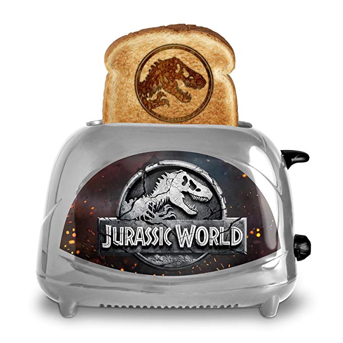 An image of Uncanny Brands TSTE-JUR-JFK Jurassic World: Fallen Kingdom 2-Slice Compact Cool Touch Toaster | The Top Toasters 