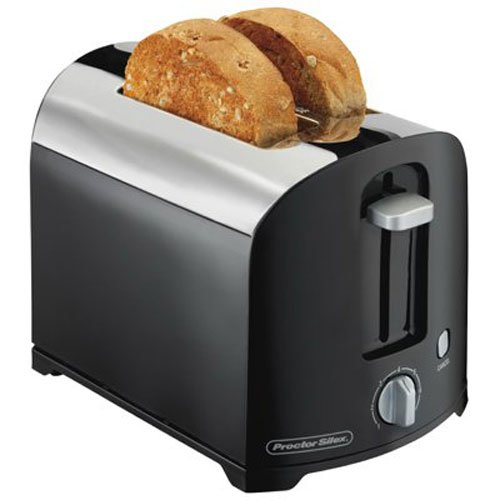 An image of Proctor Silex 2-Slice Black Cool Touch Wide Slot Toaster | The Top Toasters 