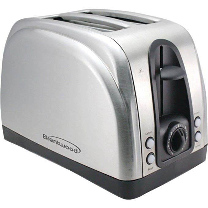 An image of Brentwood TS-225S 750W Stainless Steel 2-Slice 6-Mode Wide Slot Toaster | The Top Toasters 