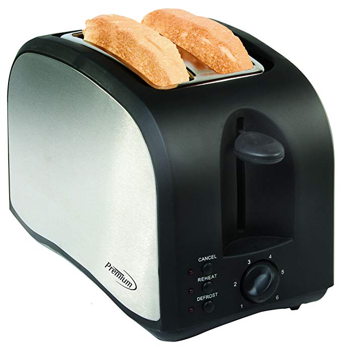 An image of Premium PT230 Plastic 2-Slice Black 6-Mode Compact Cool Touch Wide Slot Toaster