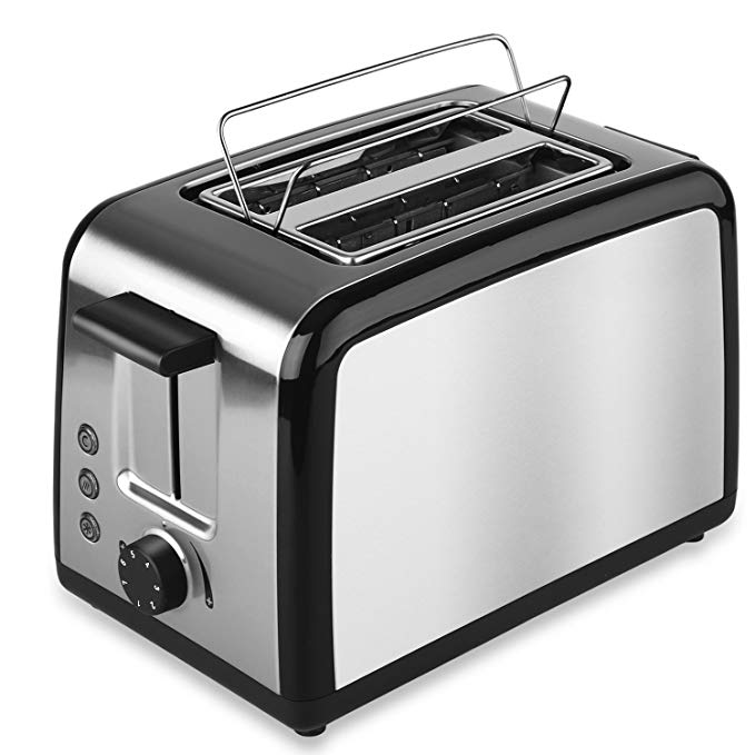 An image of ToBox Stainless Steel 2-Slice Silver 7-Mode Wide Slot Toaster | The Top Toasters 