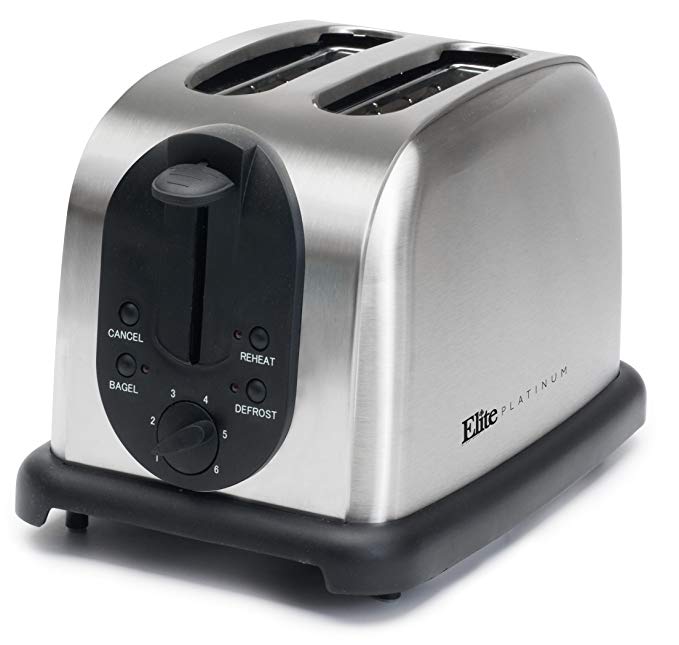 An image of Maxi-Matic 920W Stainless Steel 2-Slice 5-Mode Compact Wide Slot Toaster | The Top Toasters 