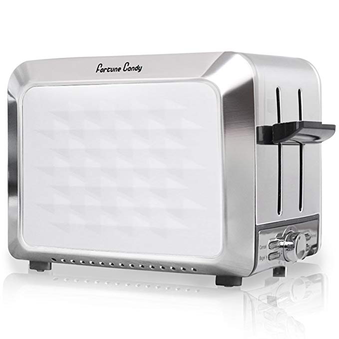 An image of Fortune Candy Stainless Steel 2-Slice White 7-Mode Wide Slot Toaster