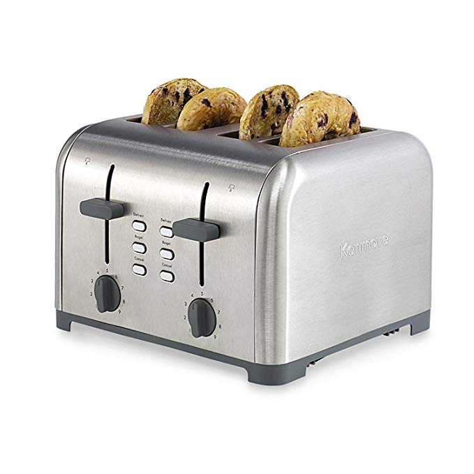 An image related to Kenmore 40605 Stainless Steel 4-Slice 2-Mode Wide Slot Toaster