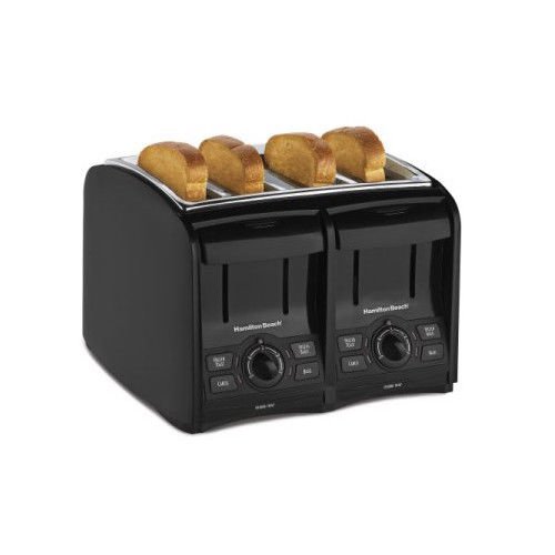 An image of Hamilton Beach 4-Slice Black Cool Touch Wide Slot Toaster | The Top Toasters 