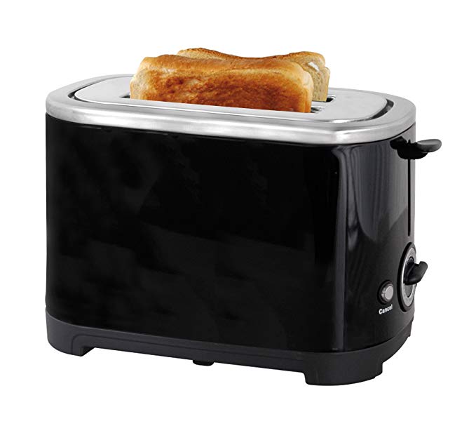 An image of Lloytron 700W Stainless Steel 2-Slice Black Cool Touch Toaster