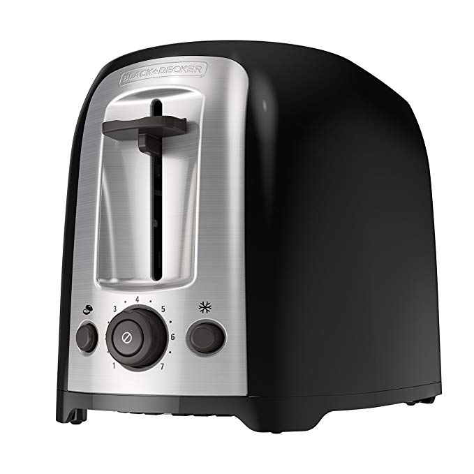 An image of BLACK+DECKER Stainless Steel 2-Slice Classic Black 7-Mode Wide Slot Toaster