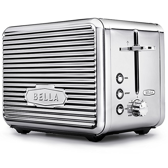 An image related to BELLA 900W Stainless Steel 2-Slice Chrome 6-Mode Wide Slot Toaster