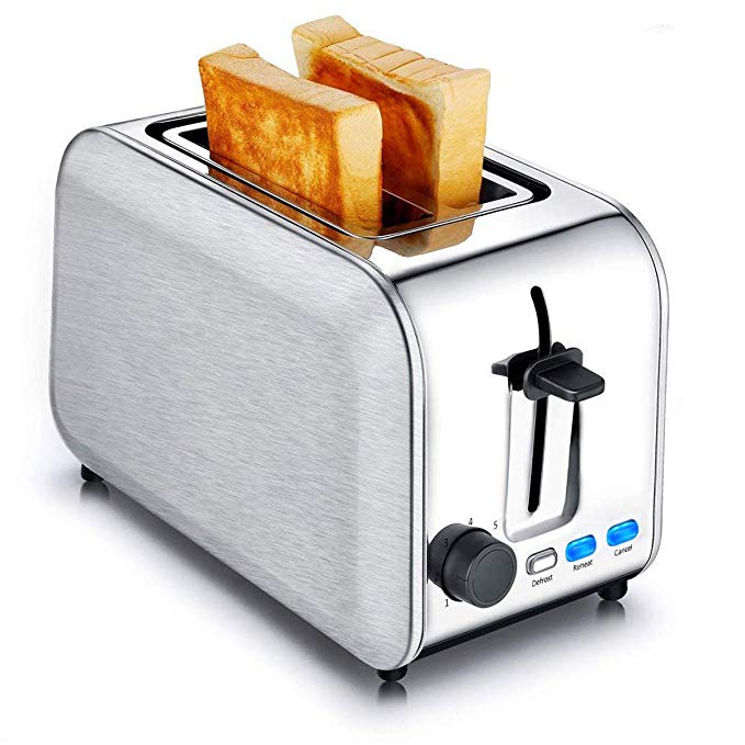 An image related to CUSINAID 750W Stainless Steel 2-Slice Classic Silver 7-Mode Compact Wide Slot Toaster