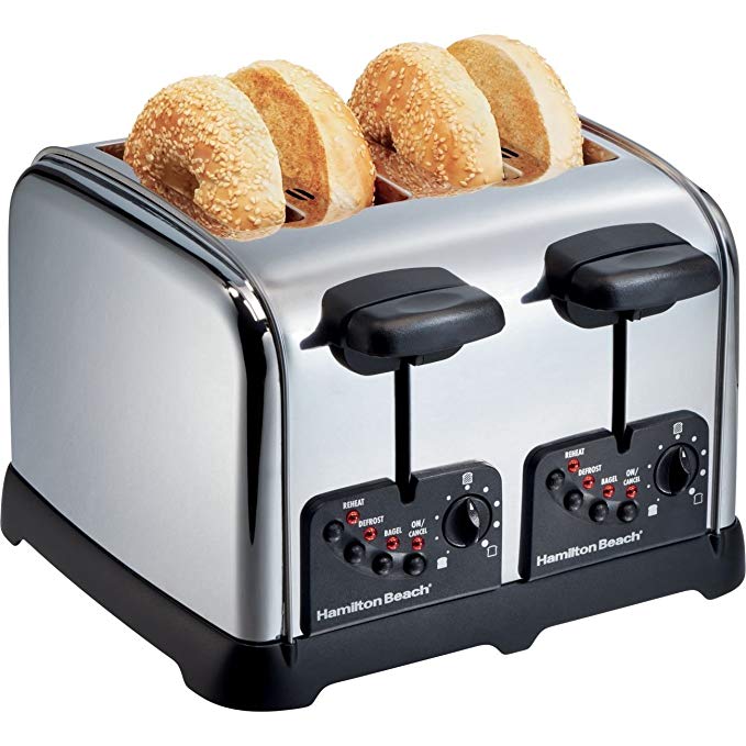 An image of Hamilton Beach 4-Slice Classic Chrome Cool Touch Wide Slot Toaster