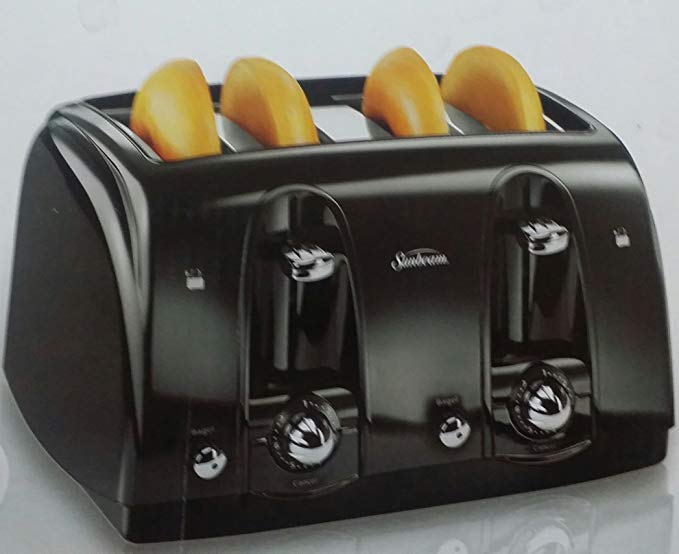 An image related to Sunbeam 4-Slice Black Compact Wide Slot Toaster