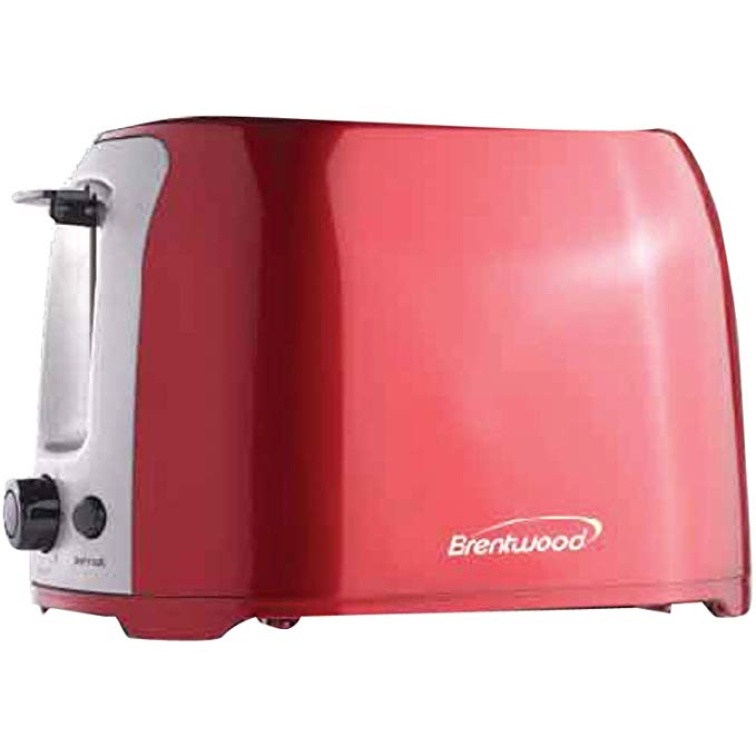 An image of Brentwood TS-292R 800W Stainless Steel 2-Slice Red 7-Mode Cool Touch Wide Slot Toaster | The Top Toasters 