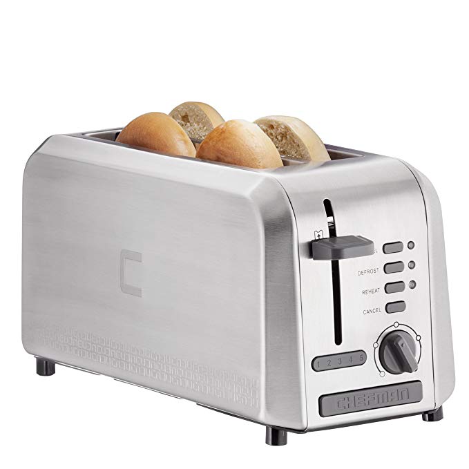 An image of Chefman Stainless Steel 4-Slice 5-Mode Long Slot Toaster | The Top Toasters 