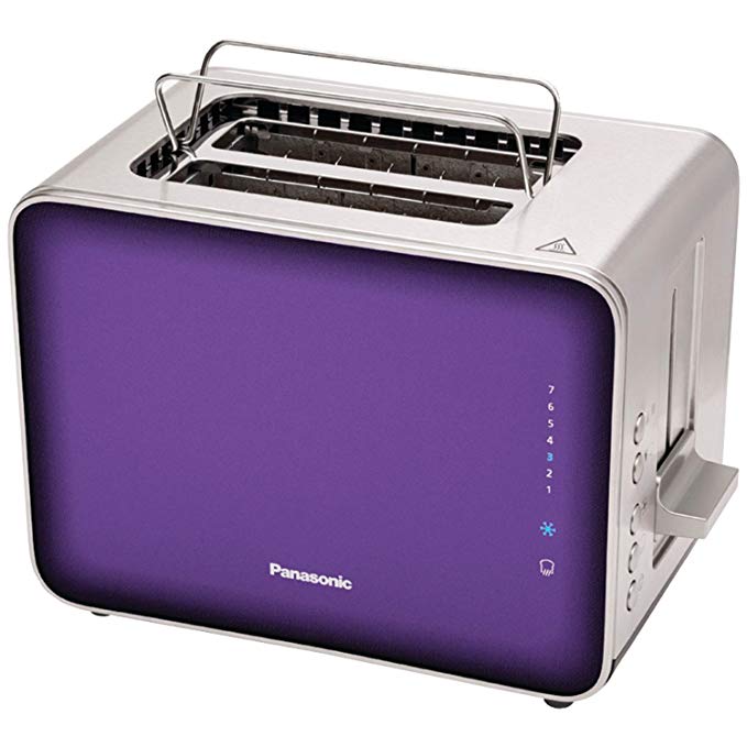 An image related to Panasonic 900W Stainless Steel 2-Slice Modern Violet 7-Mode Cool Touch Wide Slot Toaster