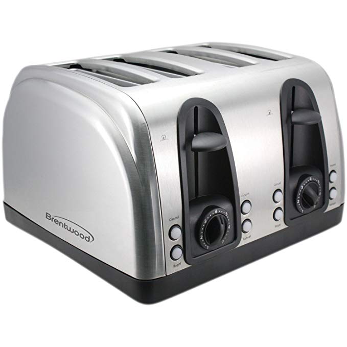 An image of Brentwood 1500W Stainless Steel 4-Slice 6-Mode Wide Slot Toaster | The Top Toasters 