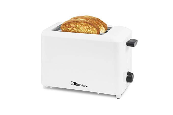 An image of Elite Cuisine 2-Slice White 6-Mode Cool Touch Wide Slot Toaster | The Top Toasters 