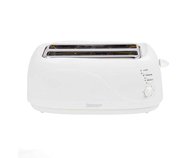 Elite Cuisine 1300W 4Slice Modern White 6Mode Cool Touch Long Slot