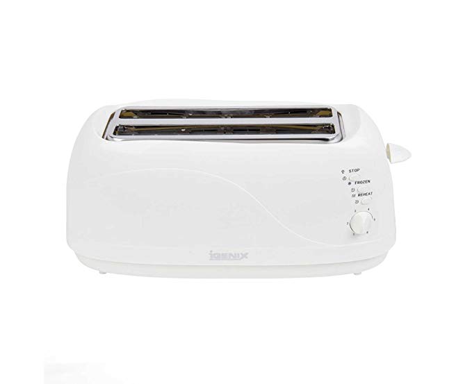 An image of Igenix 1300W 4-Slice White Long Slot Toaster | The Top Toasters 