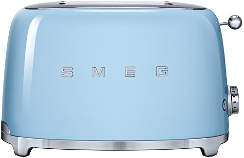 An image of Smeg Stainless Steel 2-Slice Blue 6-Mode Toaster | The Top Toasters 