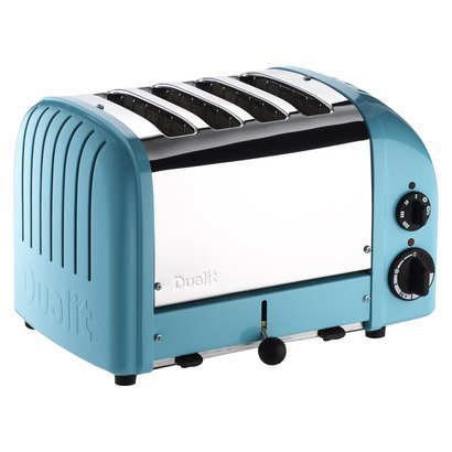 An image of Dualit Stainless Steel 4-Slice Classic Azure Blue Toaster