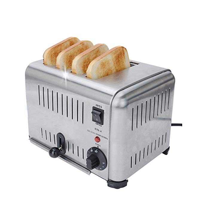 An image related to Huanyu 800W Stainless Steel 4-Slice Toaster