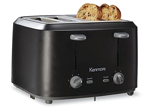 An image of Kenmore Stainless Steel 4-Slice Classic Black Toaster