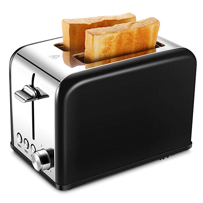 An image related to Keemo Stainless Steel 2-Slice Black 6-Mode Compact Wide Slot Toaster