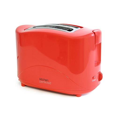 An image of Kitchen Perfected E2012Rd 750W 2-Slice Red 7-Mode Cool Touch Toaster