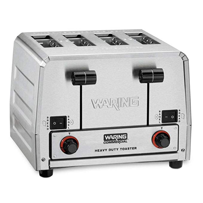 An image of Waring 2700W Stainless Steel 4-Slice Silver 7-Mode Wide Slot Toaster | The Top Toasters 