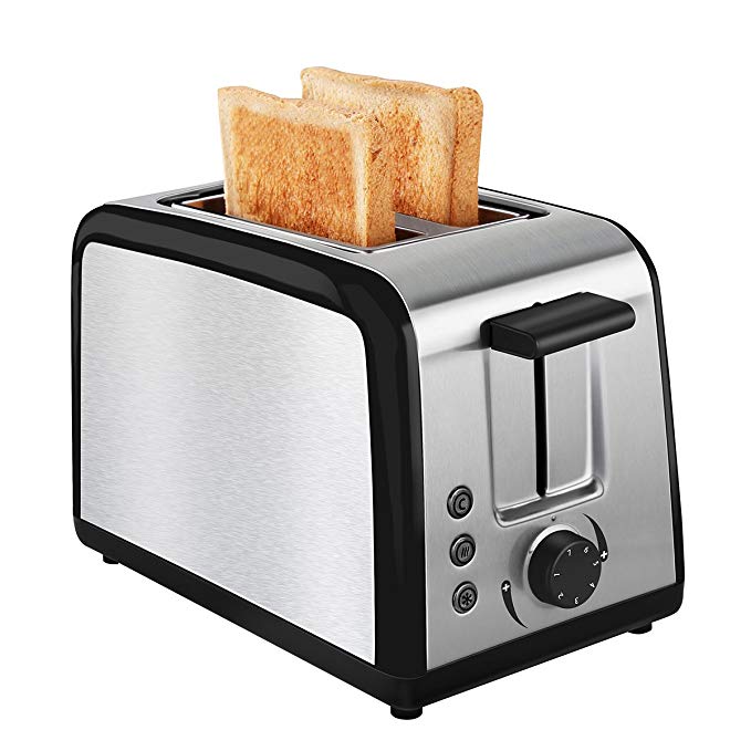 An image of Keemo 800W Stainless Steel 2-Slice 7-Mode Compact Cool Touch Wide Slot Toaster