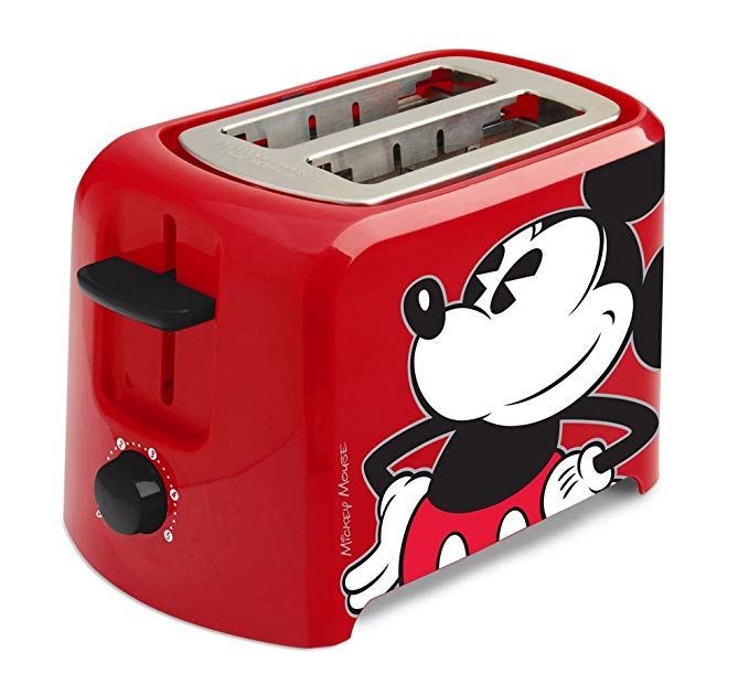 An image of Disney Plastic Mickey Mouse 2-Slice Red and Black 5-Mode Wide Slot Toaster