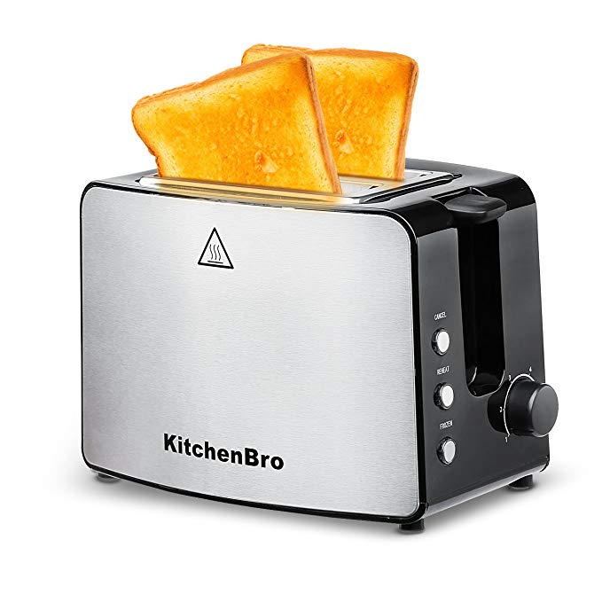 An image related to KitchenBro Stainless Steel 2-Slice Compact Wide Slot Toaster