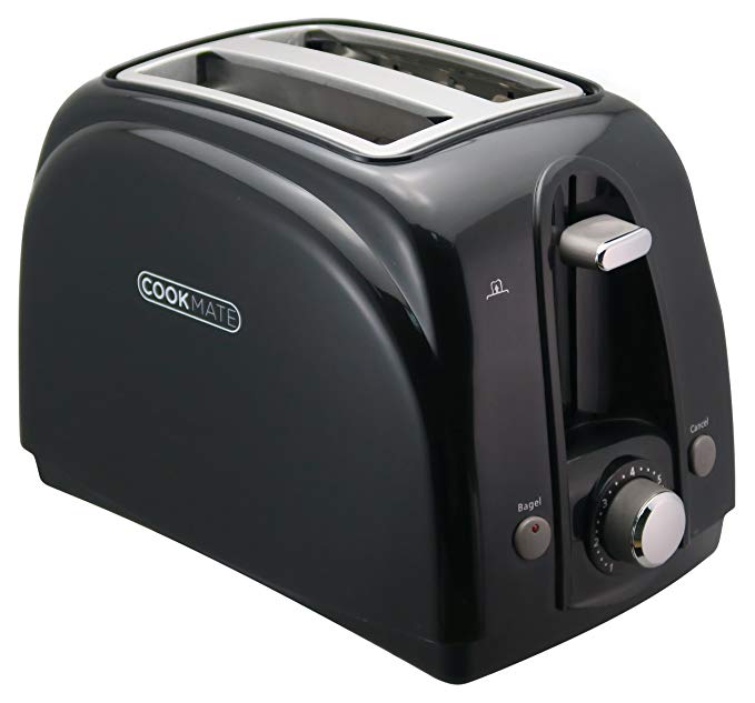 An image of Cookmate 750W 2-Slice Classic Black 7-Mode Wide Slot Toaster | The Top Toasters 