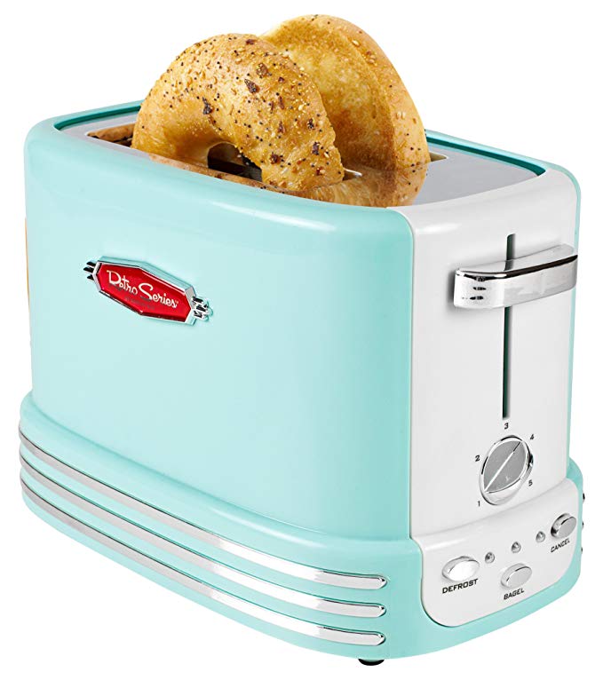 An image of Nostalgia 900W Blue Long Slot Toaster | The Top Toasters 