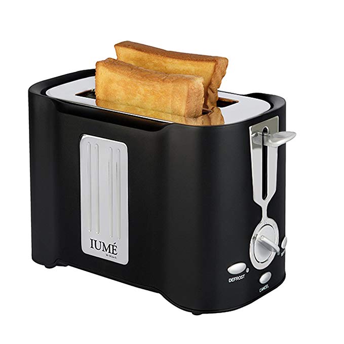 An image of IUMÉ 850W Stainless Steel 2-Slice Black 6-Mode Cool Touch Wide Slot Toaster